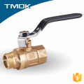 Yuhuan factory TMOK, single long handle DN32 sand blasted nature color PN16 water medium 2 inch brass ball valve